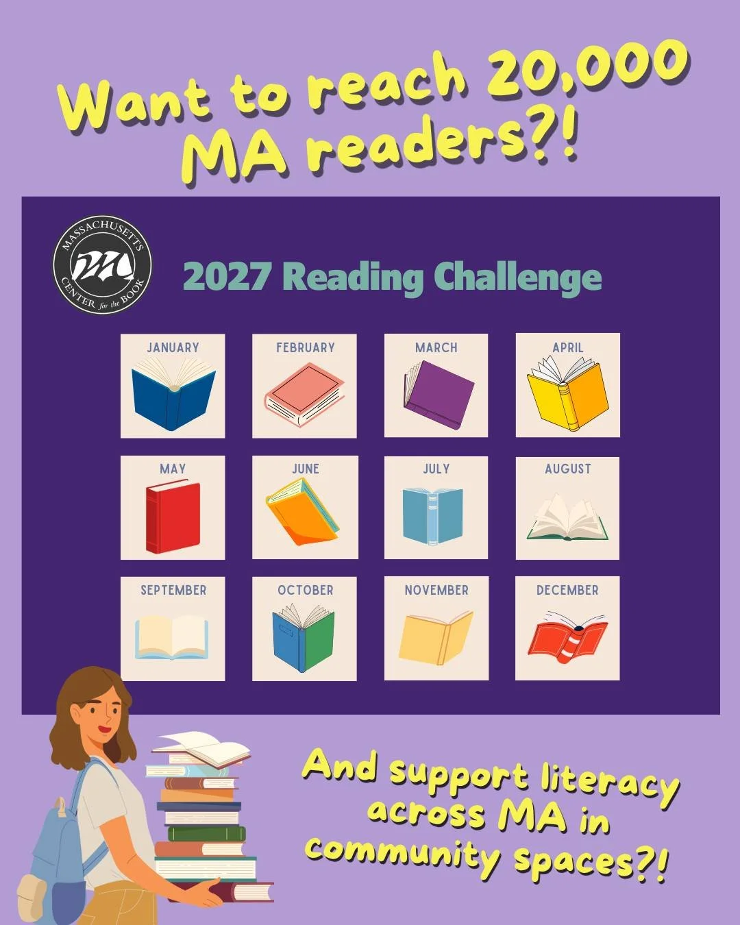 We are looking for sponsors for our 2027 Reading Challenge! If you or your business are interested in supporting literacy across the Bay State head to our linktree to learn more. Happy Reading MA!