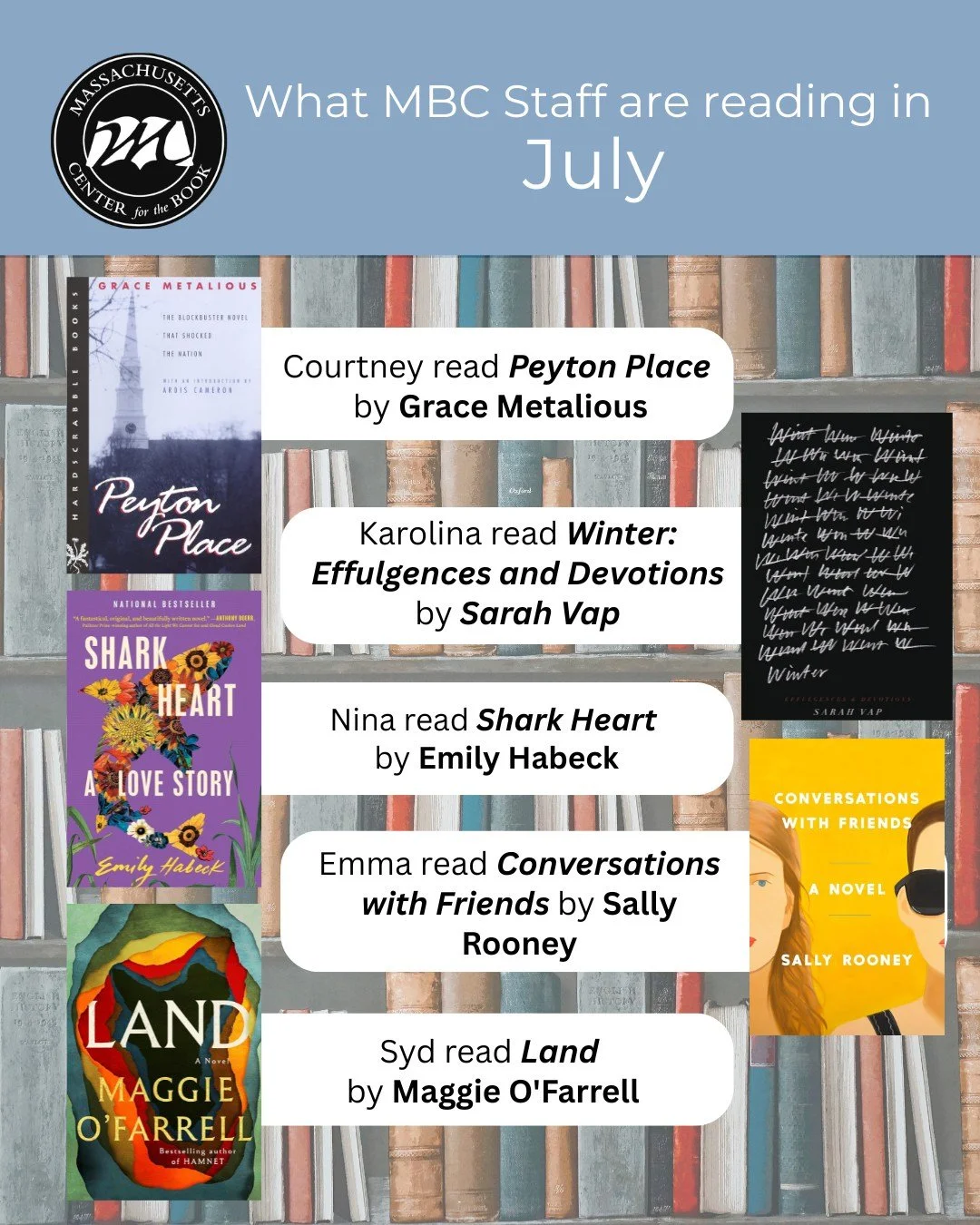 The MCB Staff are always reading. Here's what we are all reading, or just finishing, in July.