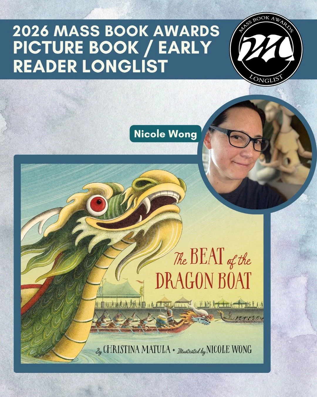 Today we highlight PB/ER longlist title &ldquo;The Beat of the Dragon Boat&rdquo; written by Christina Matula and illustrated by Nicole Wong (Sleeping Bear Press). @christinamatula, @painternik9, @sleepingbearpress

The Chinese Dragon Boat Festival t