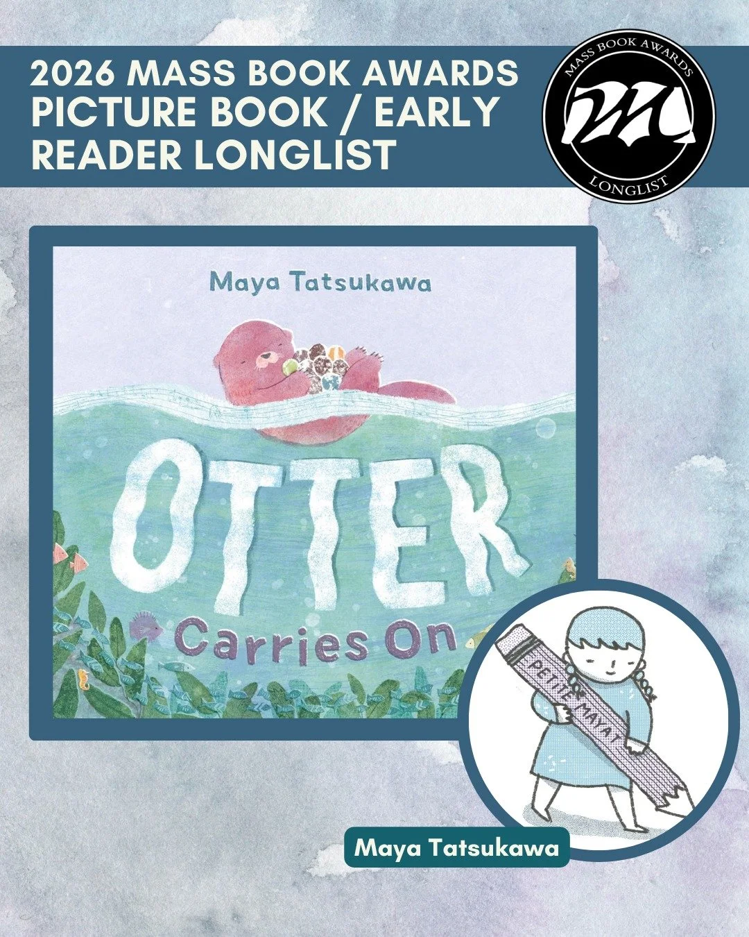 Today we highlight PB/ER longlist title &ldquo;Otter Carries On&rdquo; by Maya Tatsukawa (Henry Holt and Company). @petitemayat, @henryholtbooks.

Otter loves floating and collecting pretty, heavy rocks all by themself. When a storm comes, Otter has 