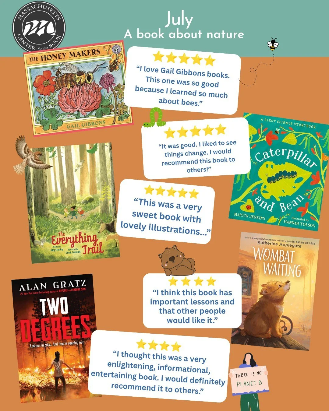In July our Student Reading Challenge participants read "A book about nature." Here are some most loved for the month! Happy Reading!