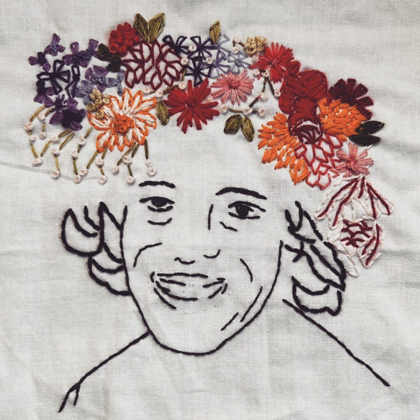 Happy Trans Day of Visibility! 
I embroidered this portrait of Marsha P. Johnson for the Crafting Change Strong Women community quilt
#TDOV #TransDayOfVIsibility #CraftInArtTherapy #CommunityArtTherapy

[ID: an embroidery of Marsha P. Johnson in blac