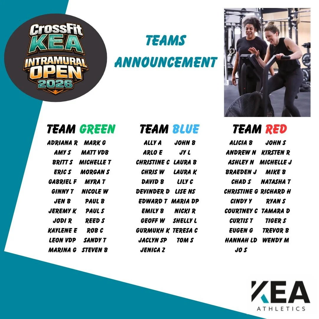 Here they are! Your 2026 CrossFit Kea Intramural Open Teams! 

Which team is going to win it all!