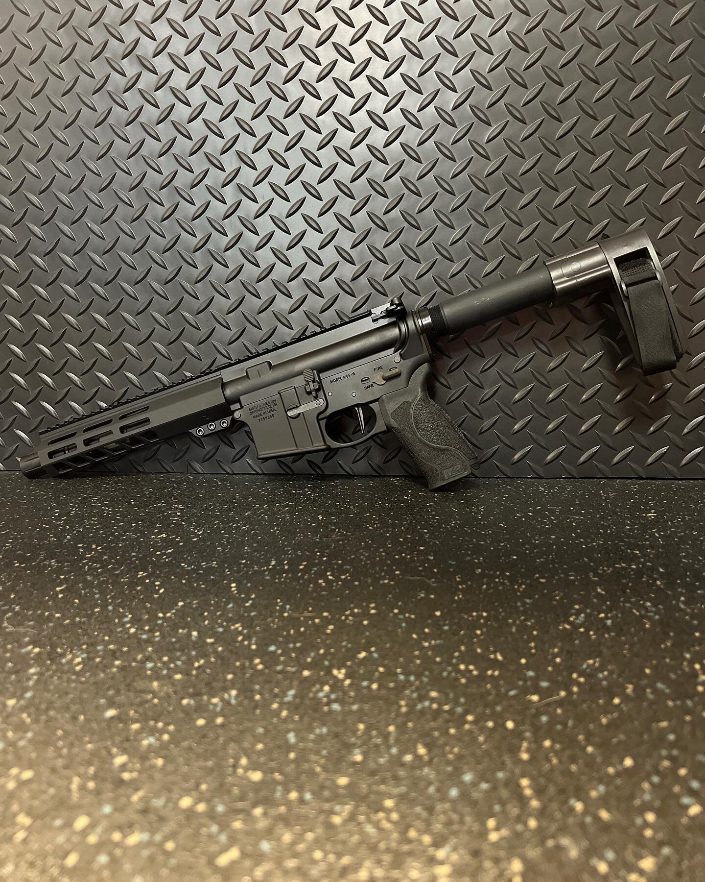 Super compact Smith &amp; Wesson M&amp;P 15 pistol just arrived. It includes:
-7.75&rdquo; Free Float Handguard (7.5&rdquo; Barrel)
- Flat Faced Mil-Spec Trigger
-Fixed SB Tactical Arm Brace
-Blast Diverting Muzzle Device
-Aggressively Textured Grip 