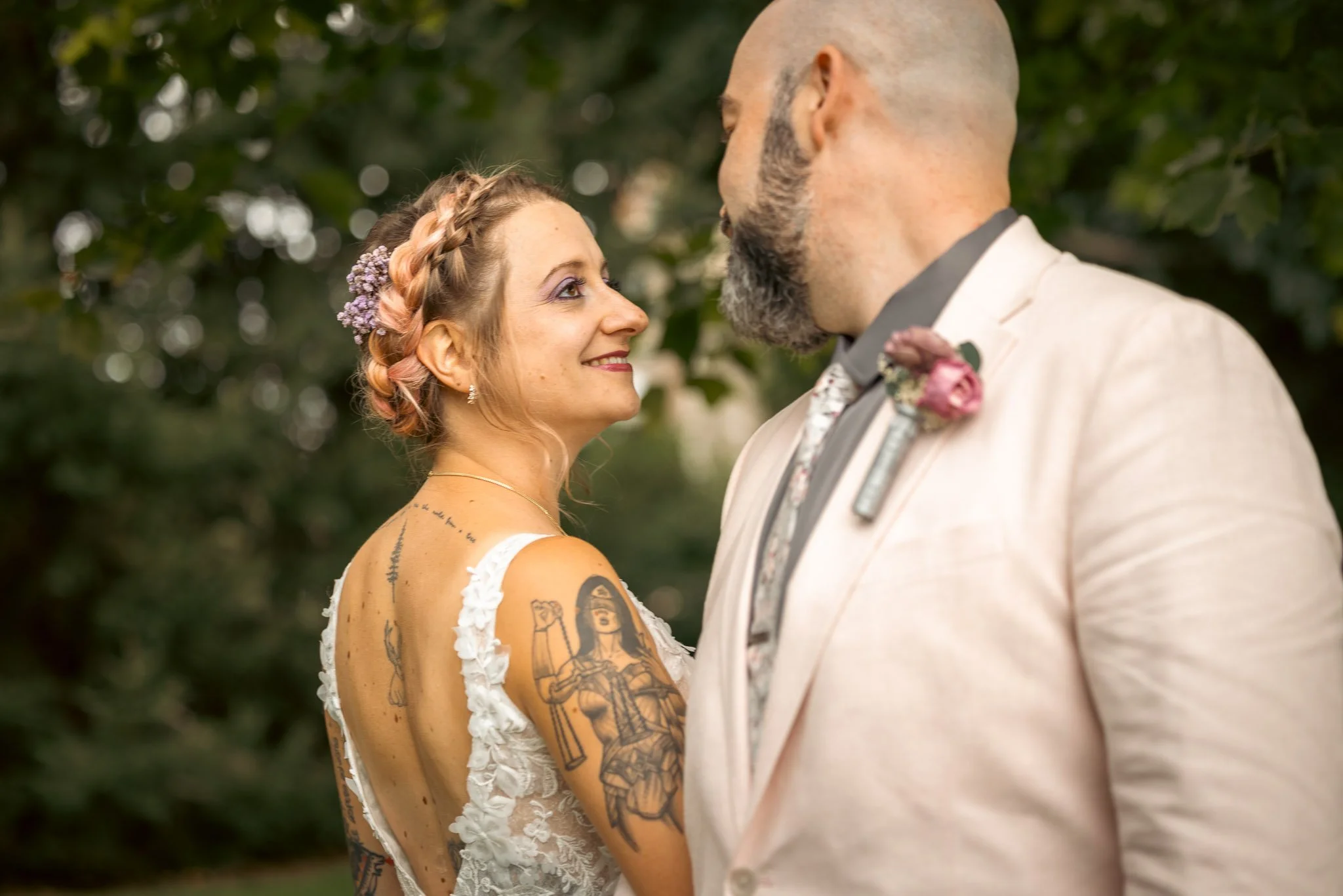 Joana and Anatol at their Graduate Hotel rooftop wedding in East Lansing