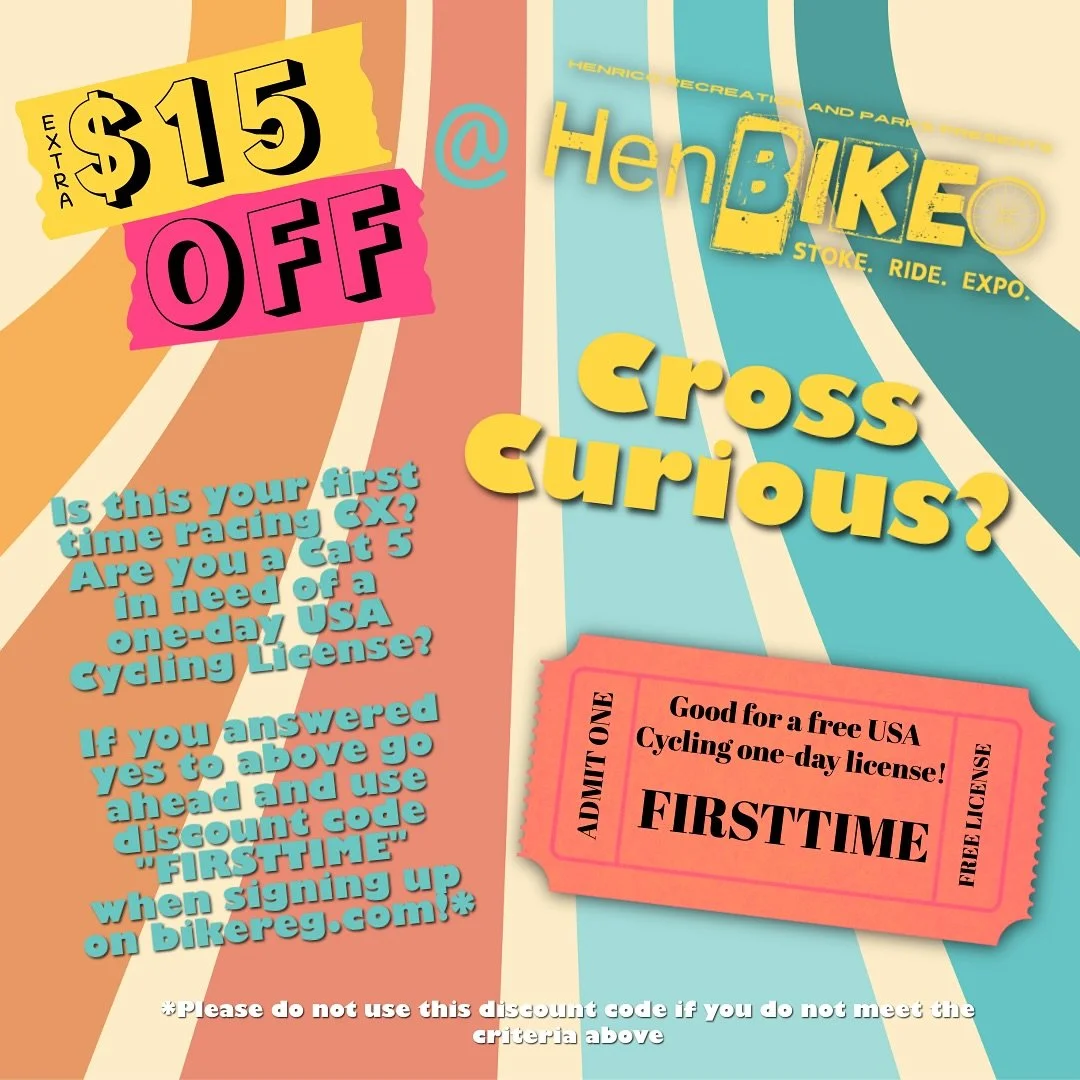 Never tried CX but think it looks interesting? Put off by the high cost of a race entry plus USA Cycling one-day license? You have come to the right place. For HenBIKEo CX we are trying something new to lower the financial barrier of entry for first 