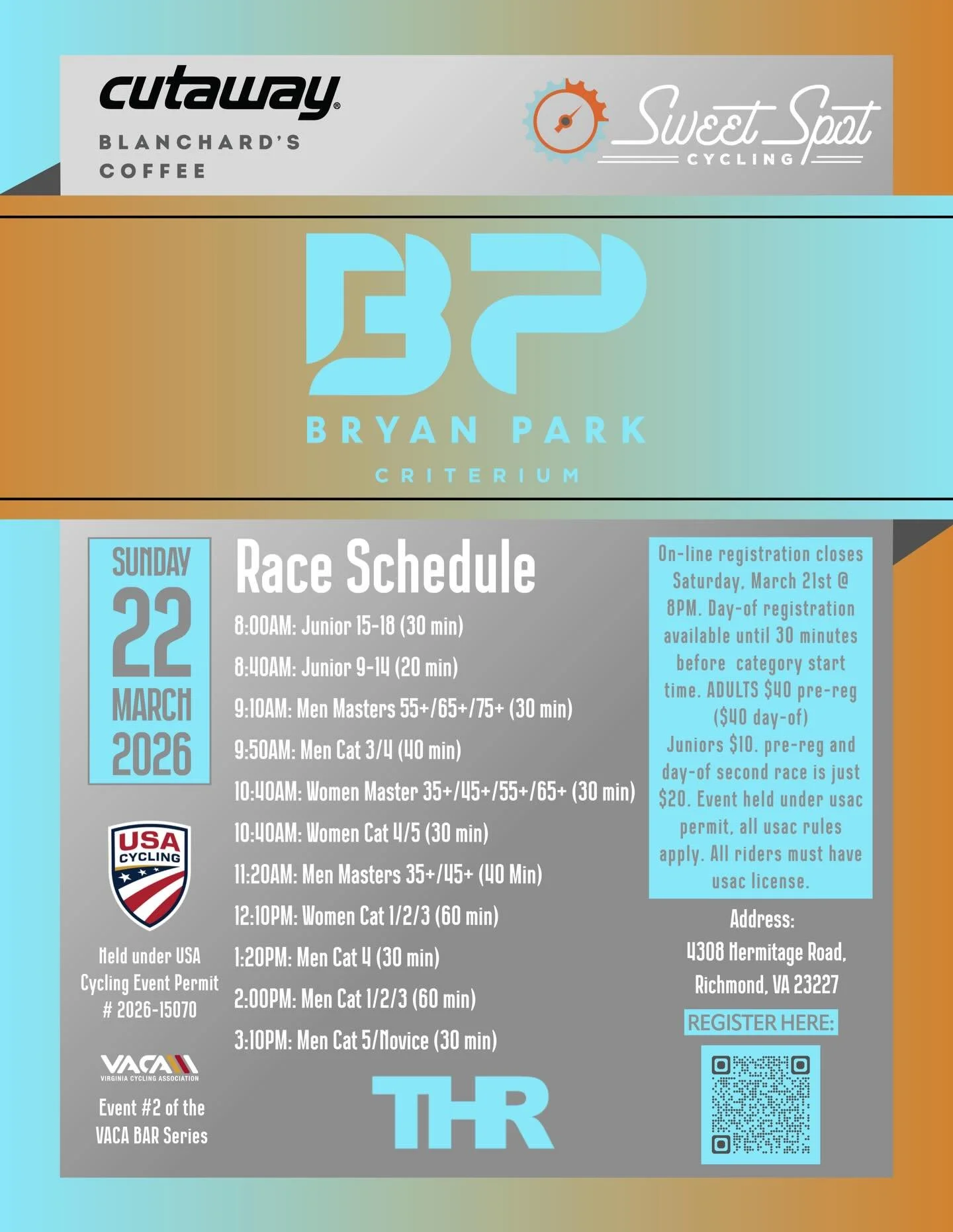 Have you signed up Bryan Park in March yet? It's the second event of this year's @va_cycling_association BAR Series and spots are filling fast, so don't sleep on registration. Current weather forecast is showing the best weather we have ever had for 