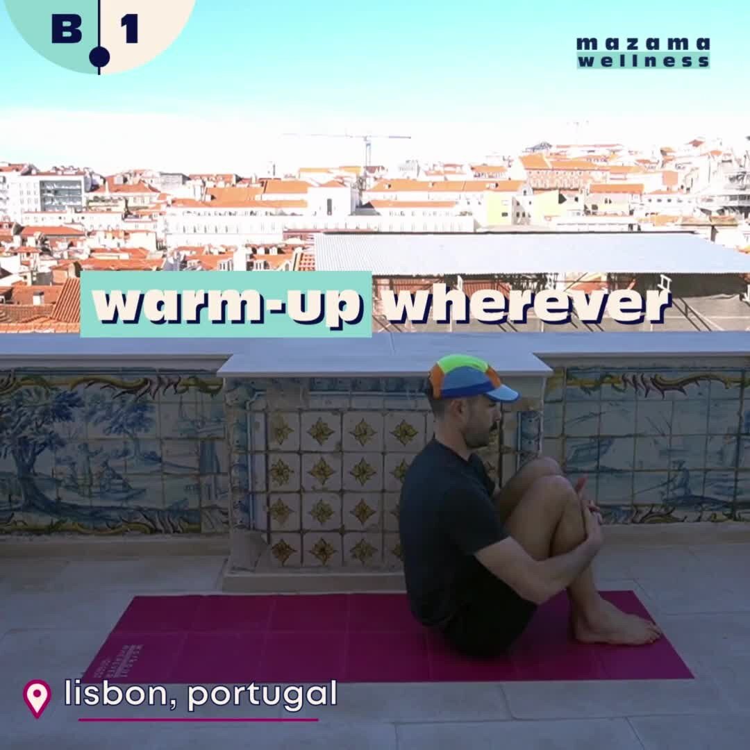 warm-up wherever B.1⁠
⁠
1x	--- 1 Round ---⁠
A1. Cat/Cow - 5 Reps⁠
A2. Half Kneeling Rotation - 5 Breaths Per Side⁠
A3. Rock and Roll - 10 reps⁠
⁠
2x	--- 2 Rounds ---⁠
B1. Yoga Push Up - 10 total⁠
B2. Wide Stance Elbow to Knee - 20 Reps Total⁠
B3. SL 