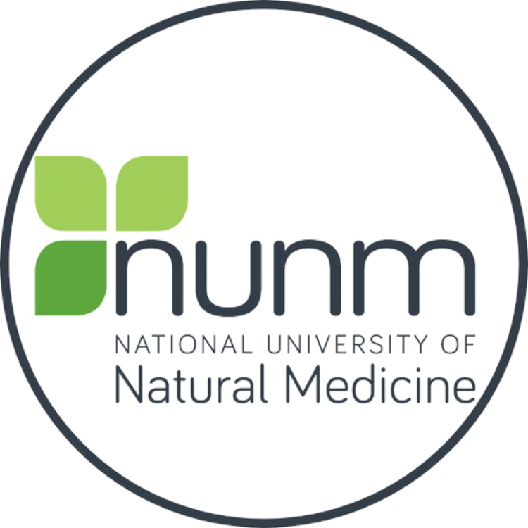 Logo of the National University of Natural Medicine with green leaf graphic and black text.