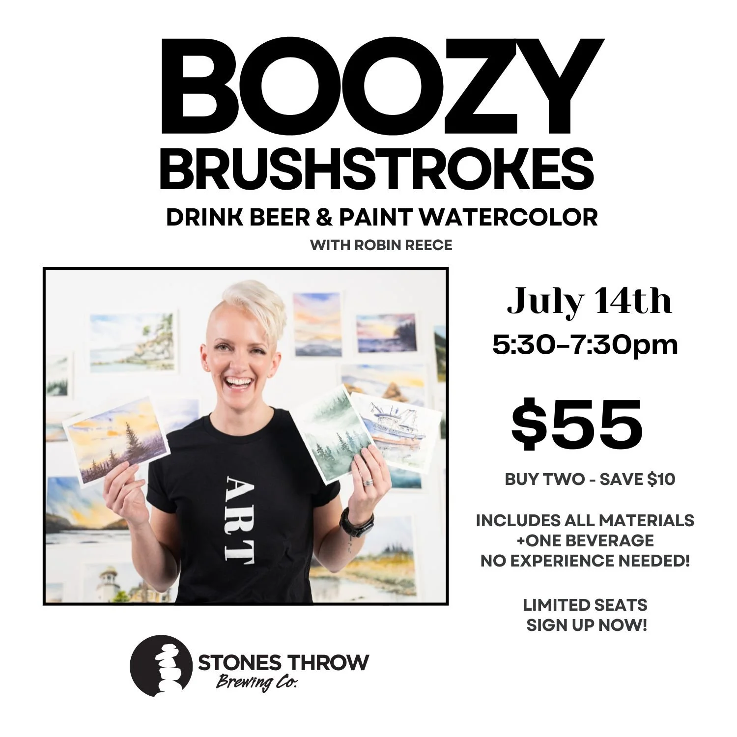 Sip &amp; Paint - Boozy Brushstrokes with Robin Reece 
