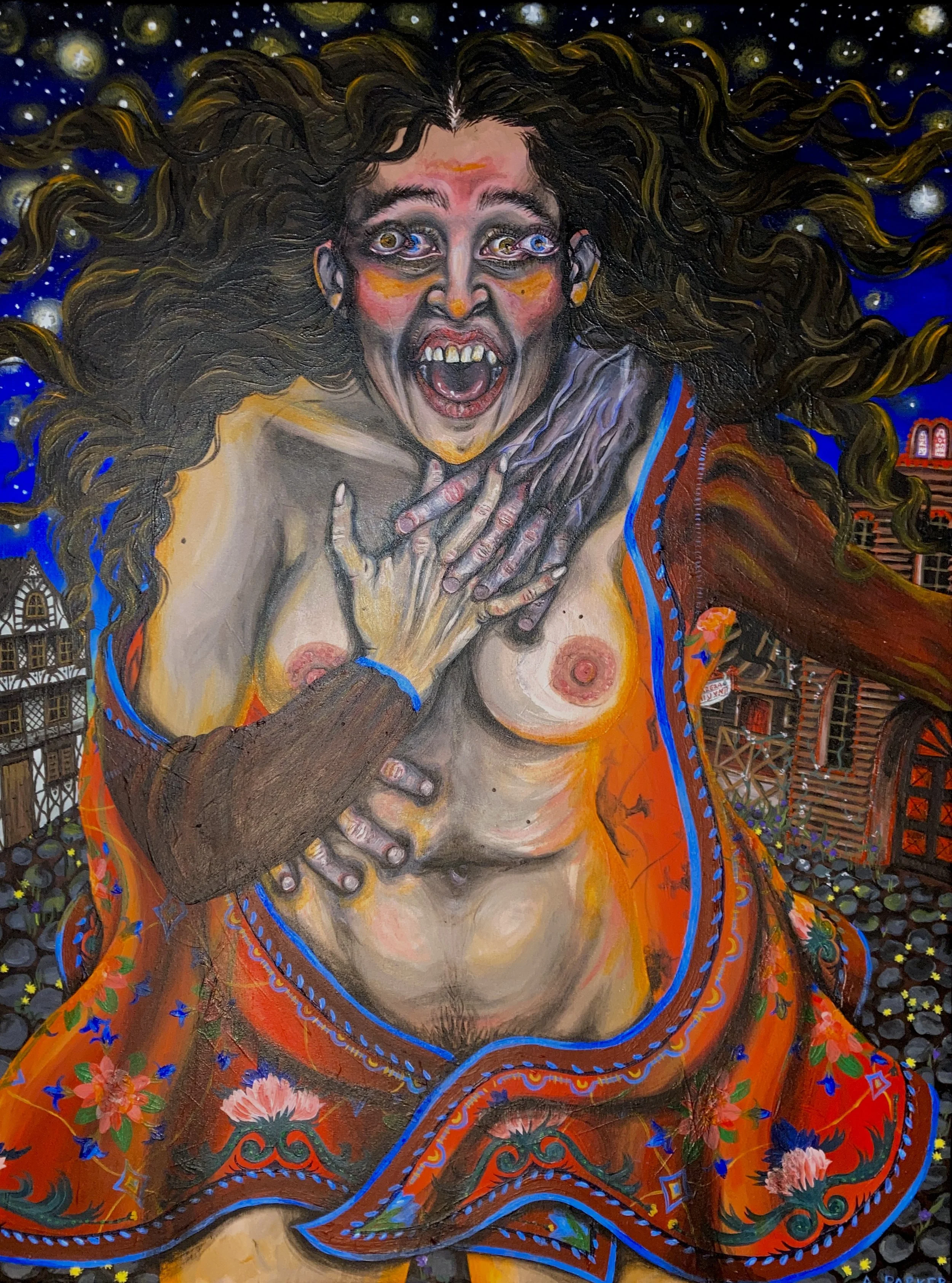 "Exorcism of the Dybbuk of Brínnitz."
Inspired by S. Ansky's 1913 play.