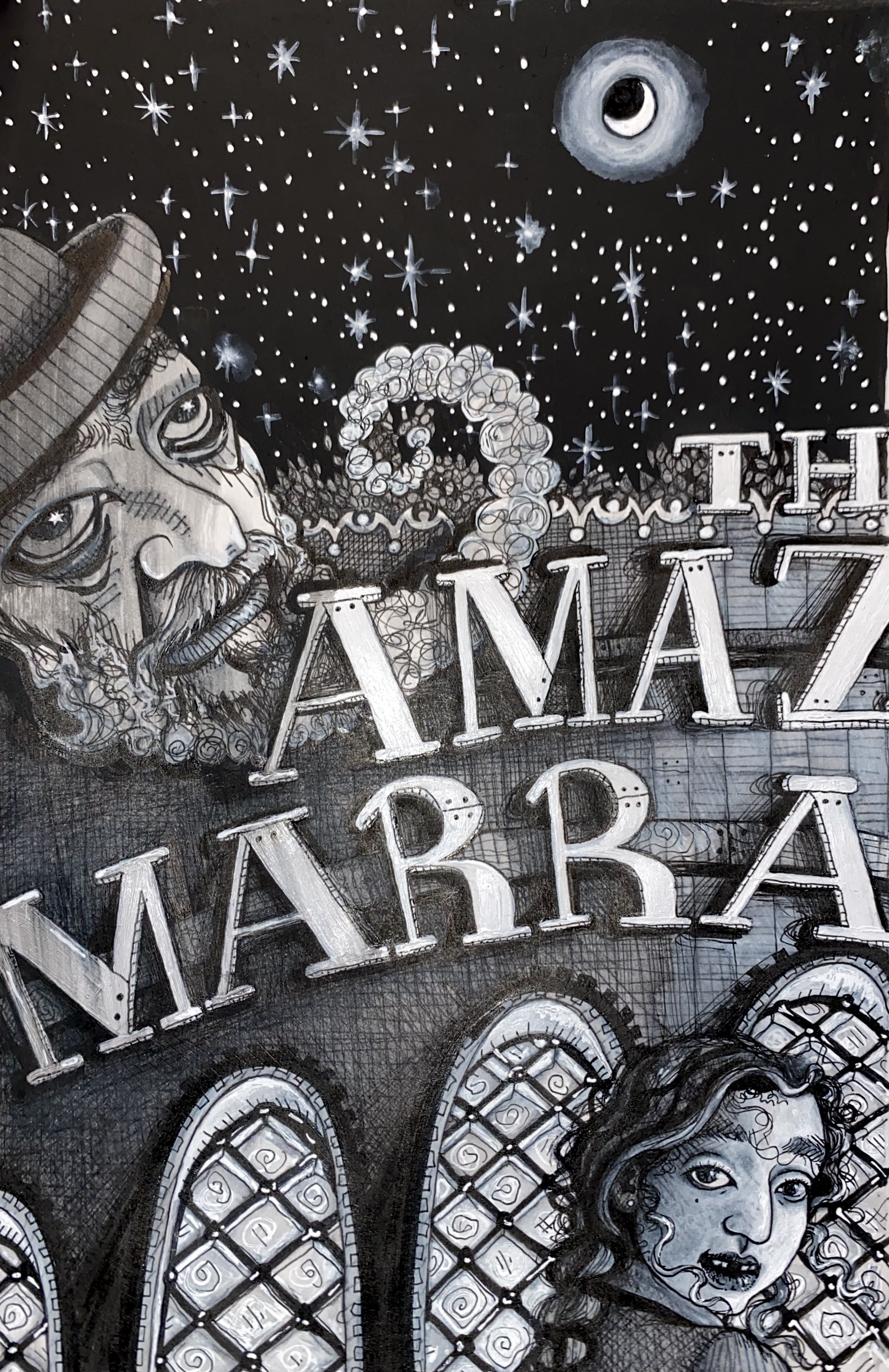 "The Amazing Marrakesh". Illustration for book. Pen and ink, 8 x 11 inches. 