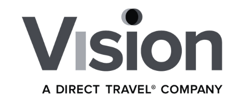 Logo of Vision, a Direct Travel company, with the word 'Vision' in bold black letters and the tagline 'A Direct Travel Company' underneath.