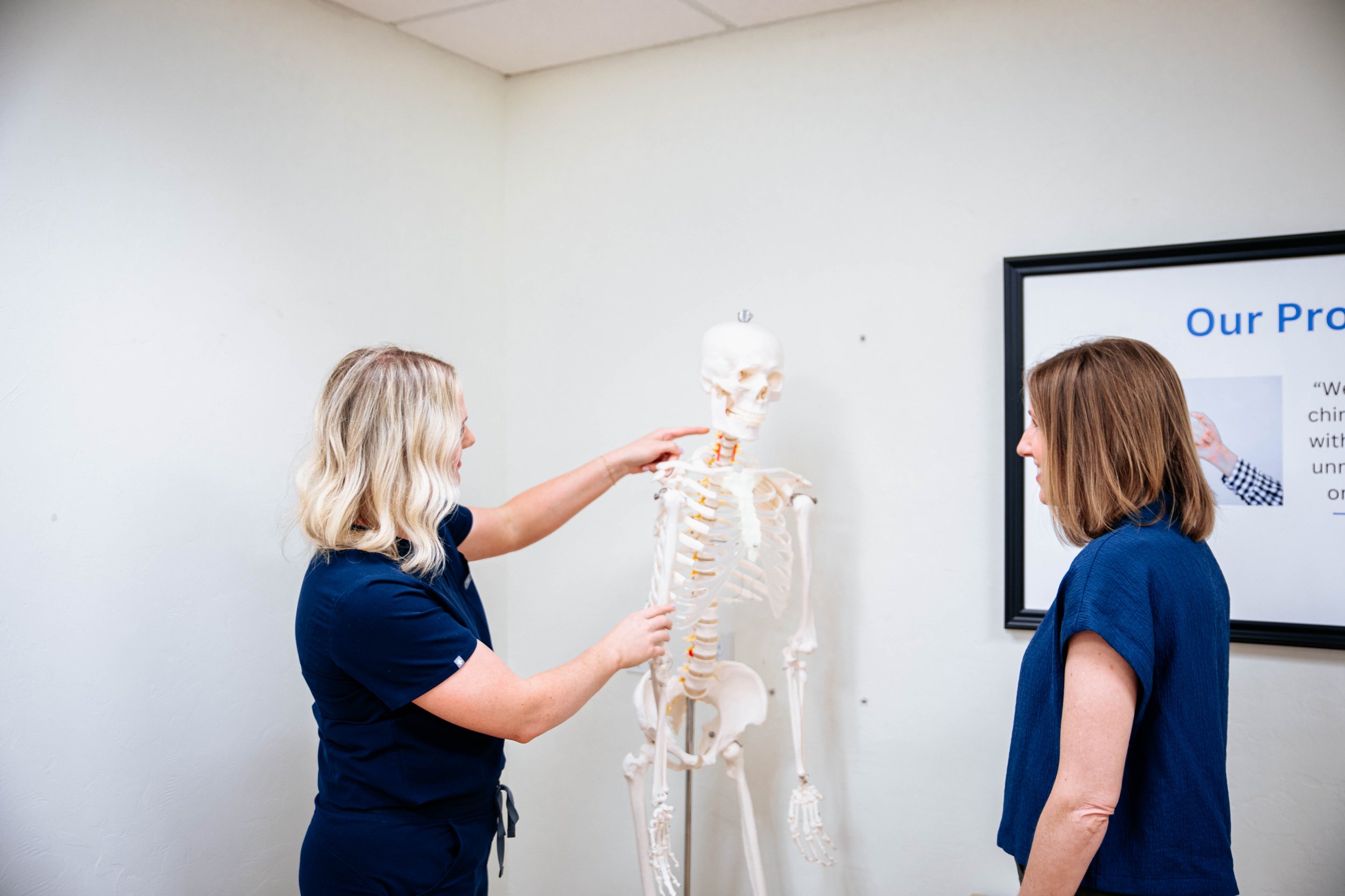 Two Staff workers with full skeletal model
