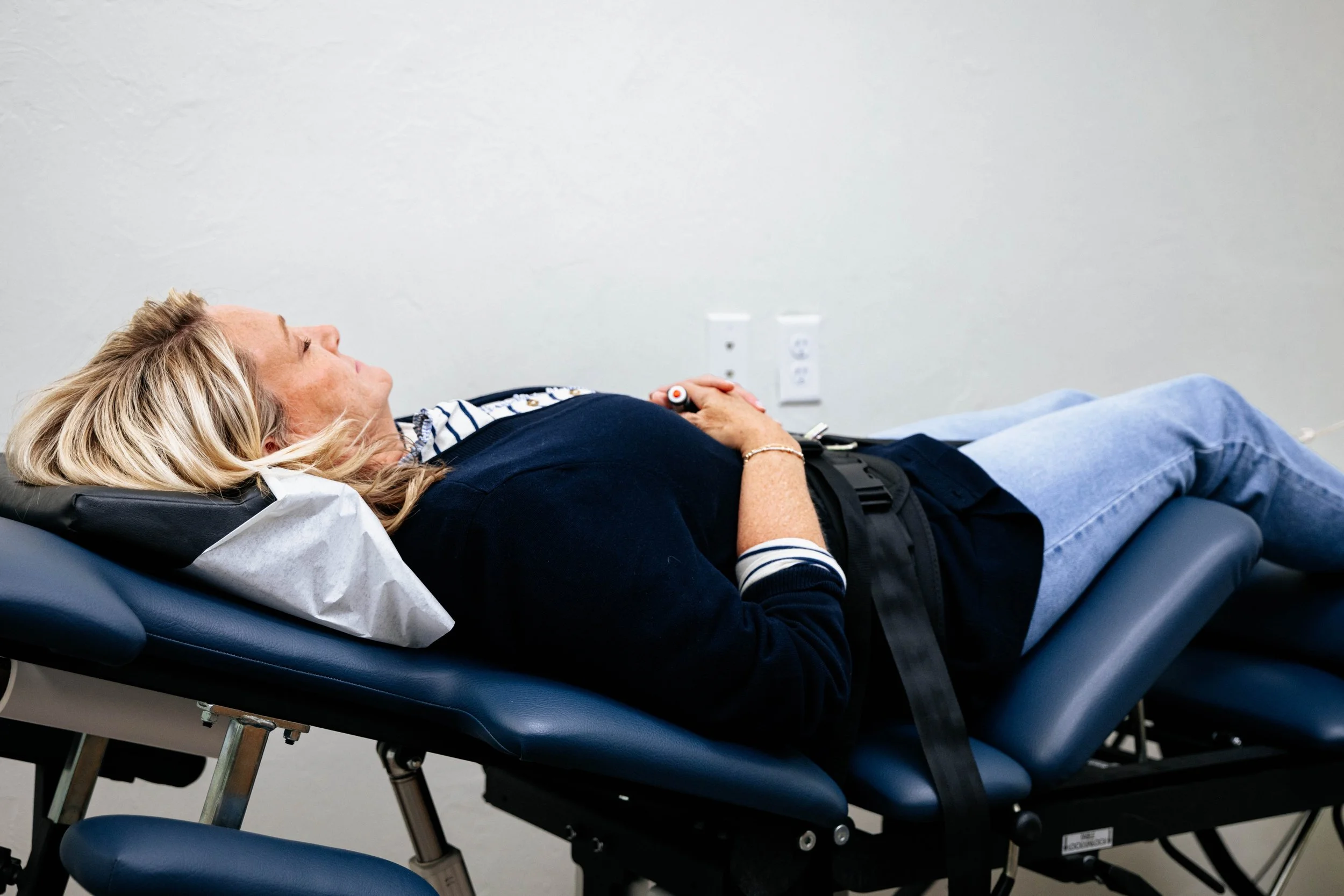 Patient getting spinal decompression therapy
