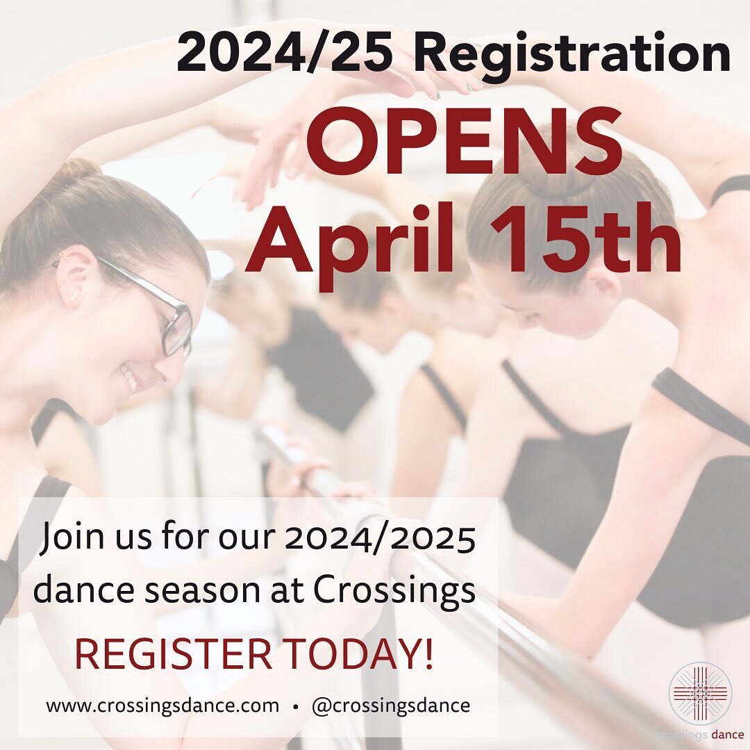 Registration OPEN April 15th 🎉

Join us for our 2024/25 Season of dance AND Summer 2024 🤗

Don&rsquo;t miss out on your favourite classes, camps and intensives&hellip; REGISTER EARLY to secure your spot‼️

We hope you will join us for this 34th yea
