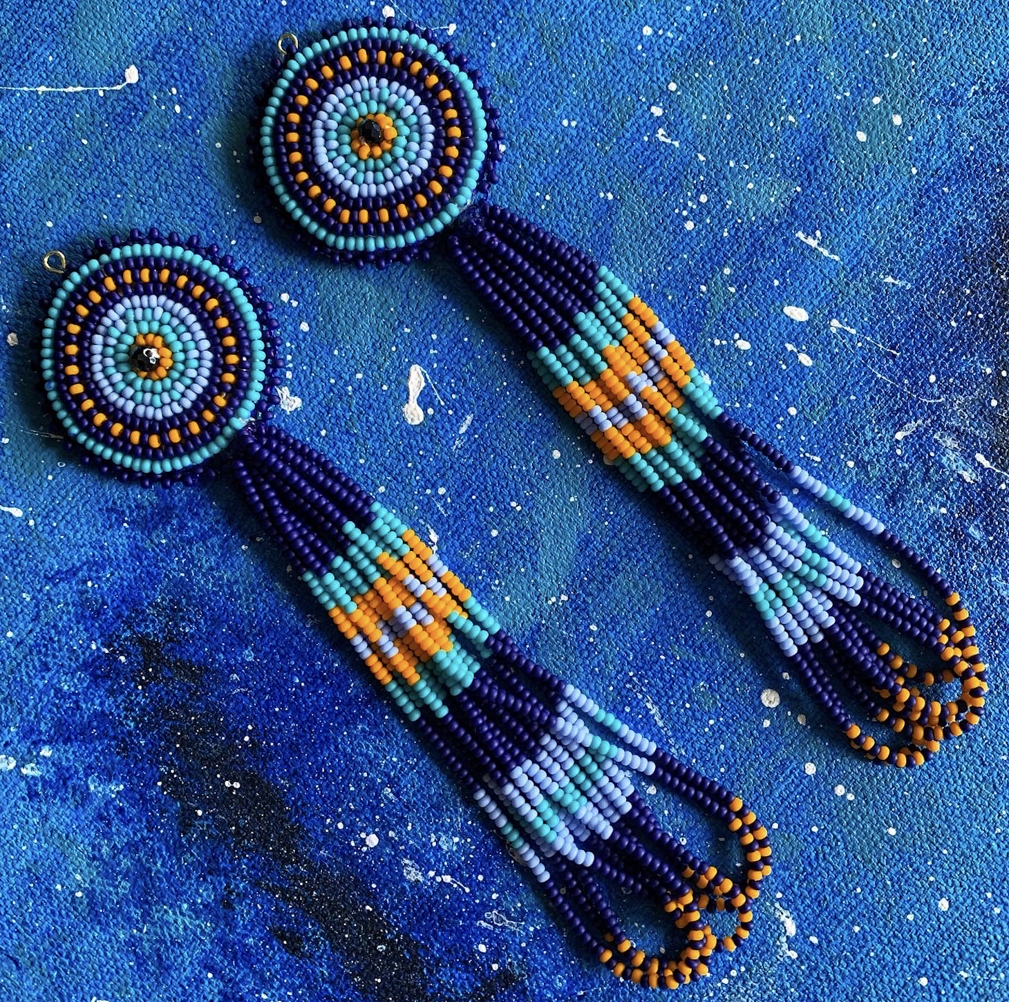 Earrings (blue / orange)