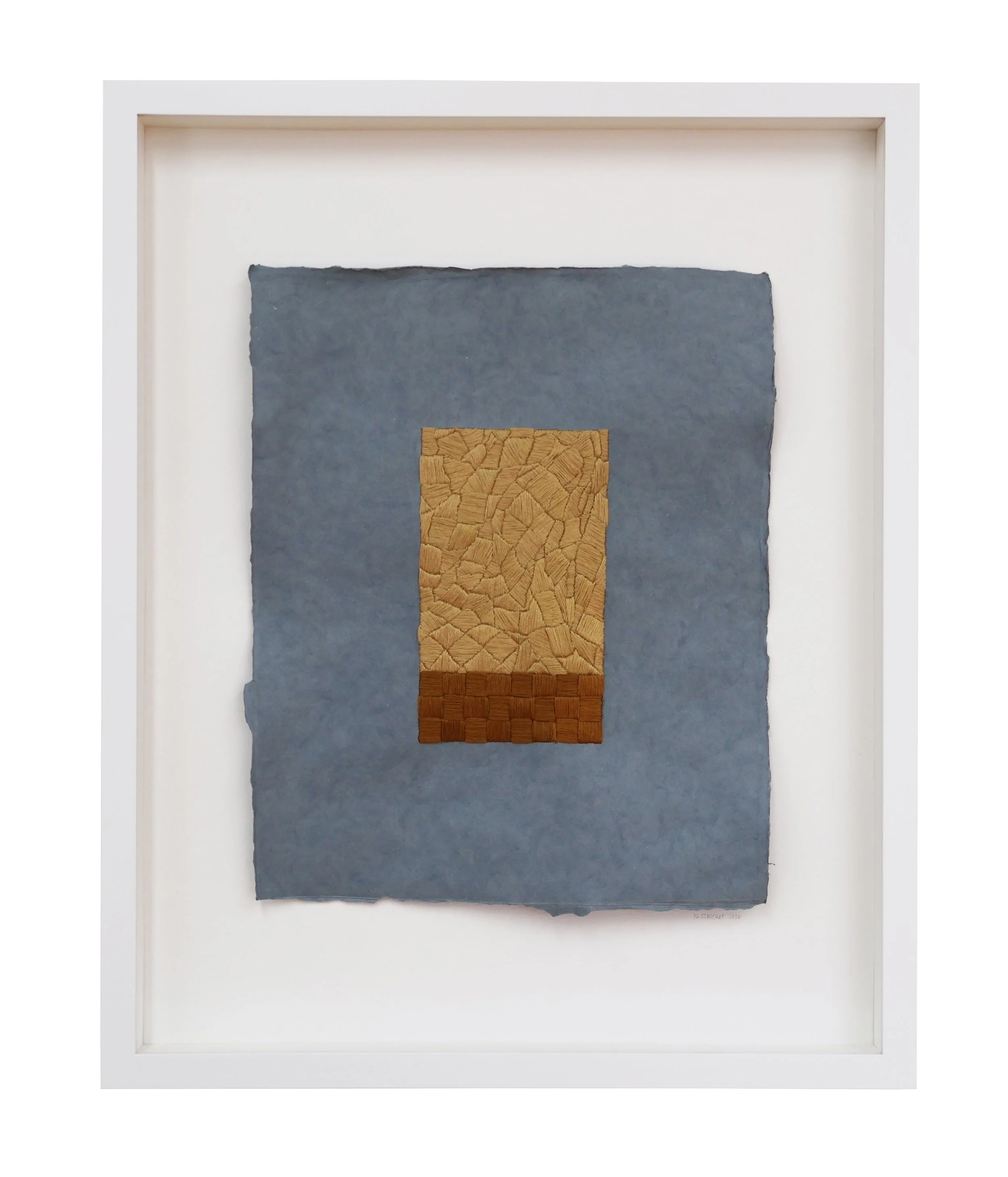 Yellow and Ochre Form on Blue I