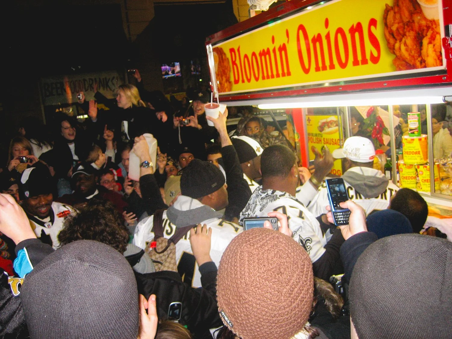 Some of the defensive players got off their float and went to order food at this vender.