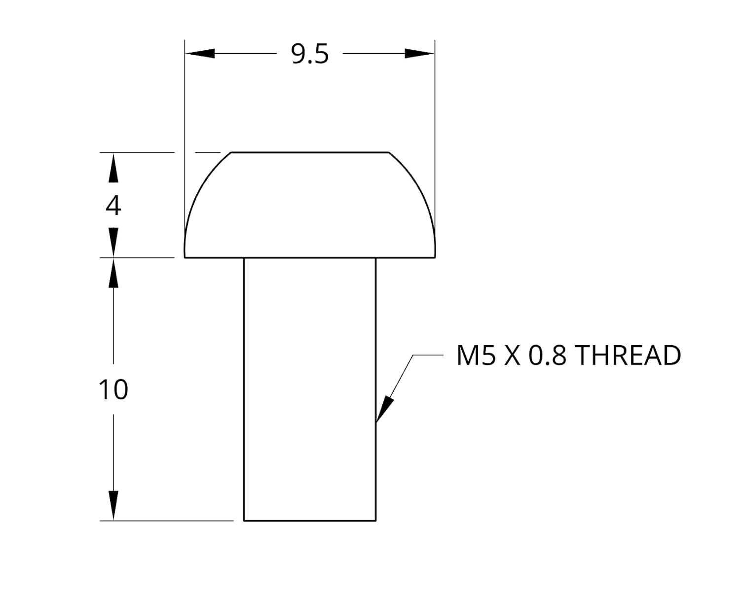 a sketch of the titanium screw showing the size