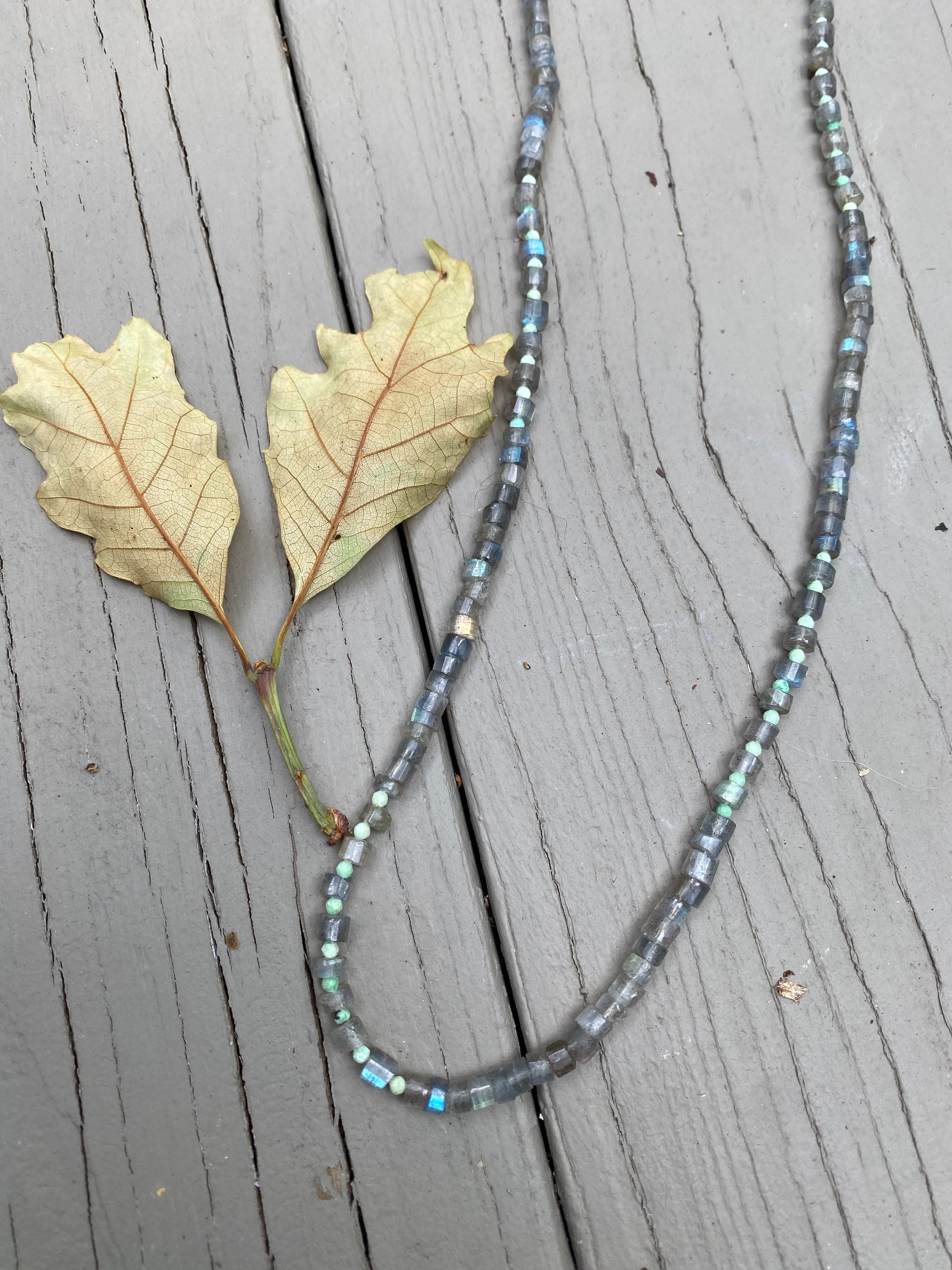 Hand cut Labradorite on a Strand necklace with Peruvian Turquoise accents handmade gemstone necklace