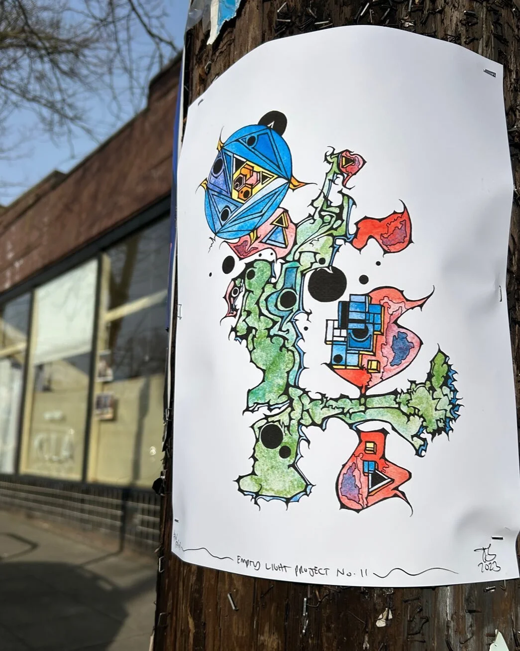 #emptylightproject #weshapetheuniverse #energeticpermaculture #interstellardownload #abstractart #watercolor #watercolorandink #sacredgeometry #streetart #pacificnorthwest #pnw #seattle #ballard #telephonepoleart