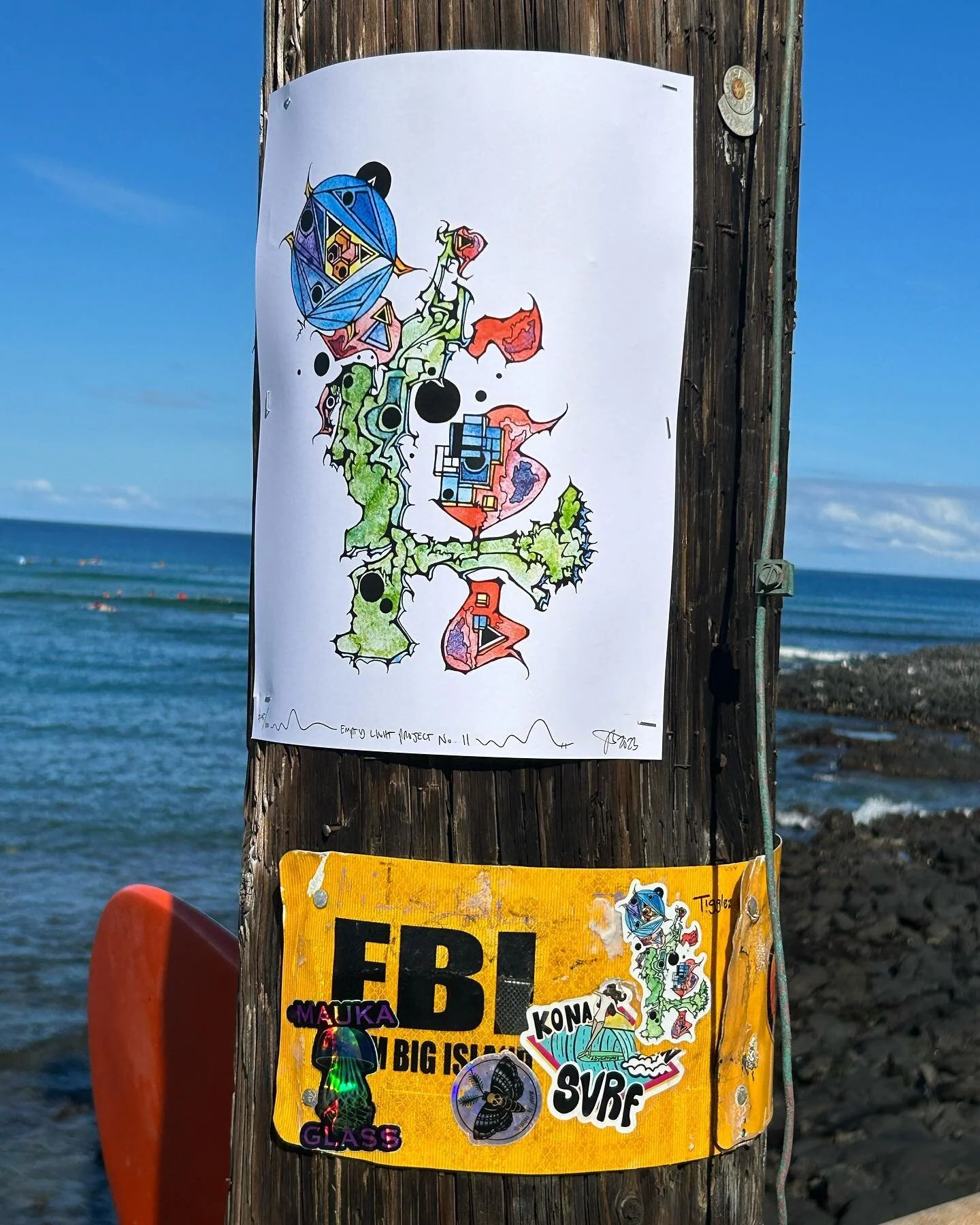 #emptylightproject #weshapetheuniverse #jonathanseiberart #timeisart #spaceisritual #interstellardownload #energeticpermaculture #abstractart #sacredgeometry #watercolor #watercolorandink #telephonepoleart #stickers #surf #hawaii #thebigisland #konas
