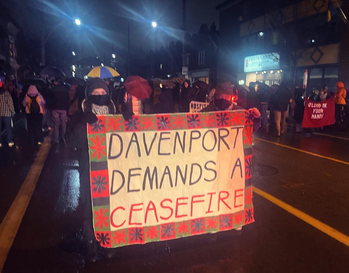 Davenport! The state can&rsquo;t silence us and the rain won&rsquo;t stop us! We showed UP! 

Davenport residents crashed our MP&rsquo;s 400$ a plate fundraiser to say NO BUSINESS AS USUAL! PERMANENT CEASEFIRE NOW! PALESTINE WILL BE FREE! 

Thank you