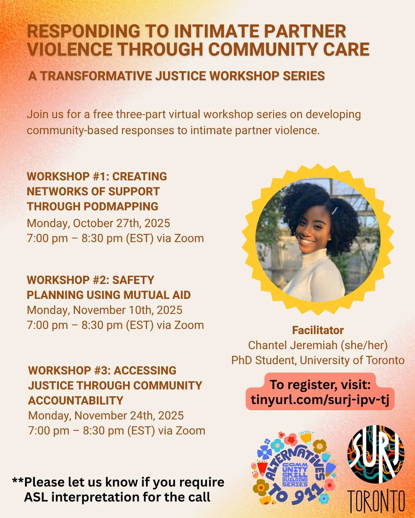 ✨ COMING UP ON MONDAY! ✨

WORKSHOP #1: Creating Networks of Support through Podmapping 
Mon Oct 27, 7-8:30 pm, on Zoom

Who do survivors of intimate partner violence turn to when shelters are full, social services are underfunded, and police are not 
