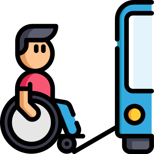 Icon: wheelchair user getting on the bus