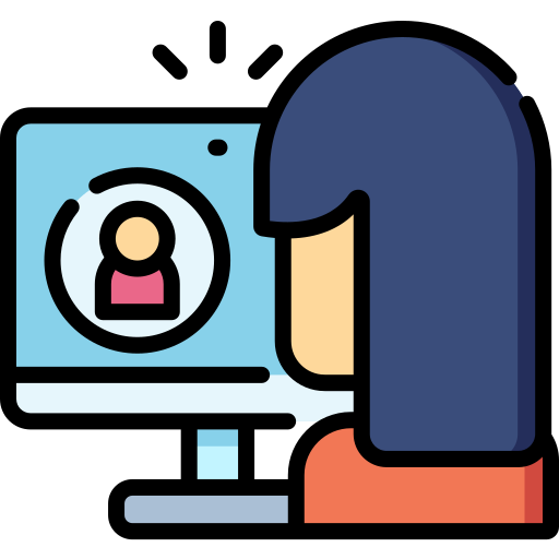 Icon: watching video on computer monitor