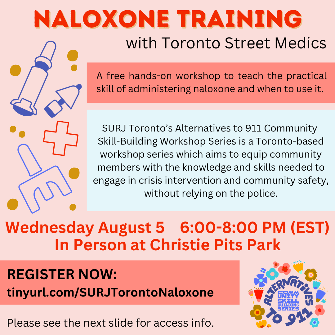 Graphic advertising Naloxone Training with Toronto Street Medics