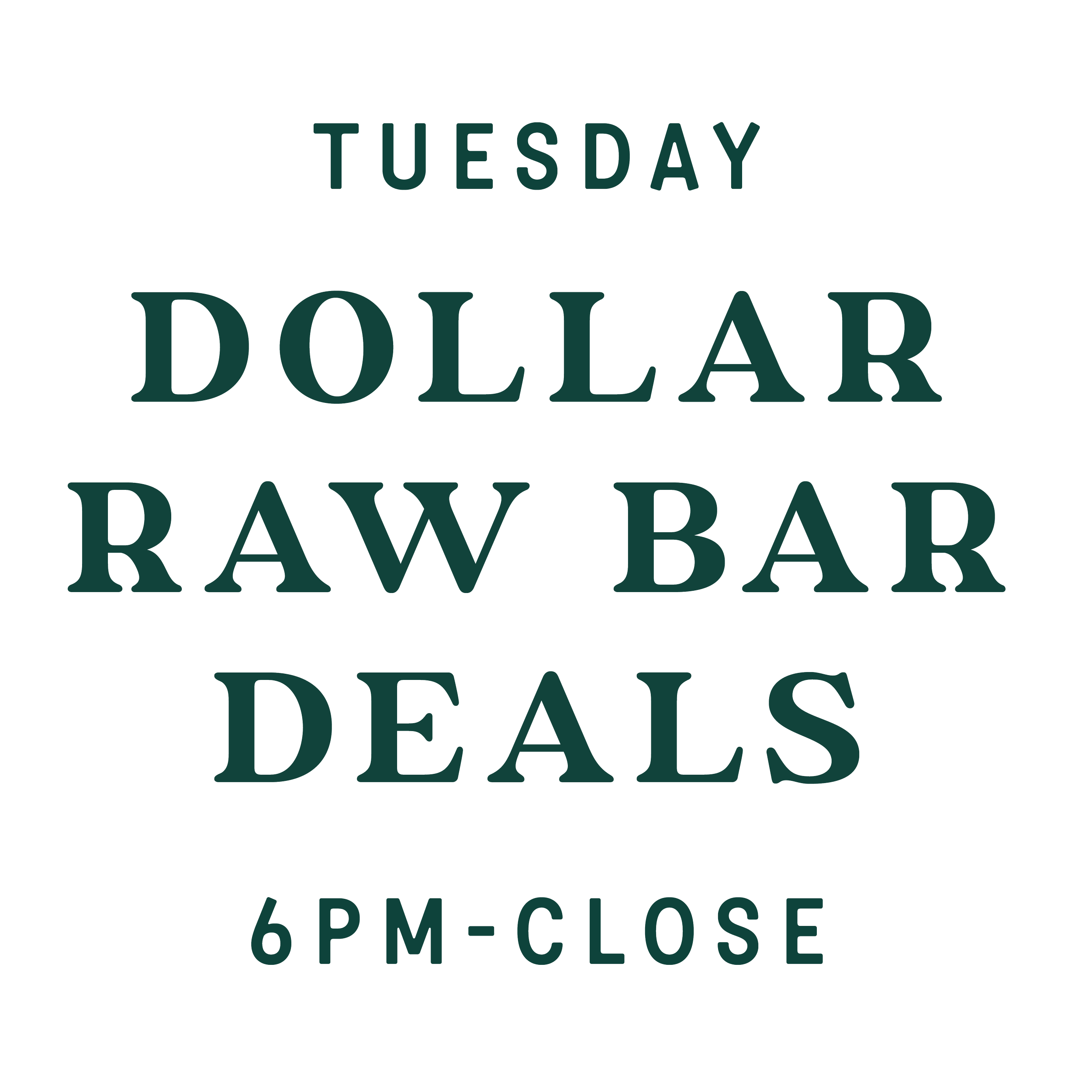 Tuesday Dollar Raw Bar at Wharfside