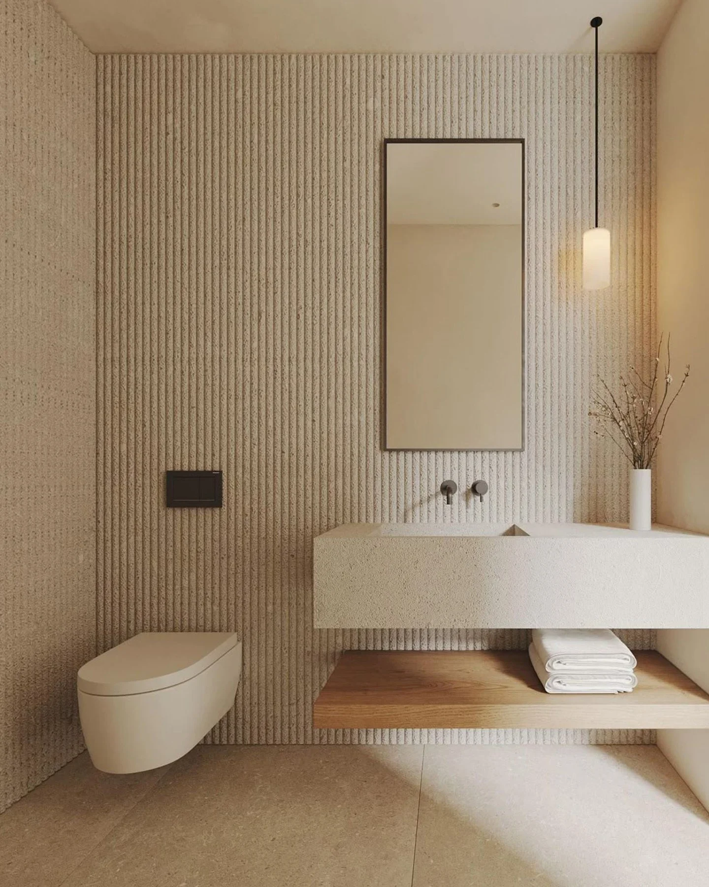 The transformation process is well under way for our spa-inspired Project Greeneagle powder rooms. ⁠
⁠
The main floor and basement powder rooms will feature minimal, serene finishes with accent lighting and fluted walls creating a calming and sophist