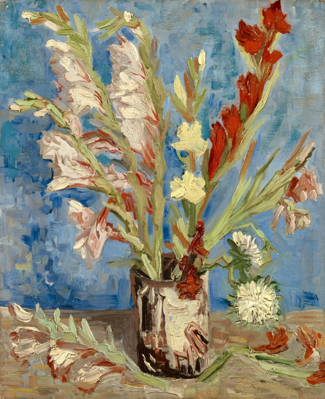 Vase with Gladioli and Chinese Asters