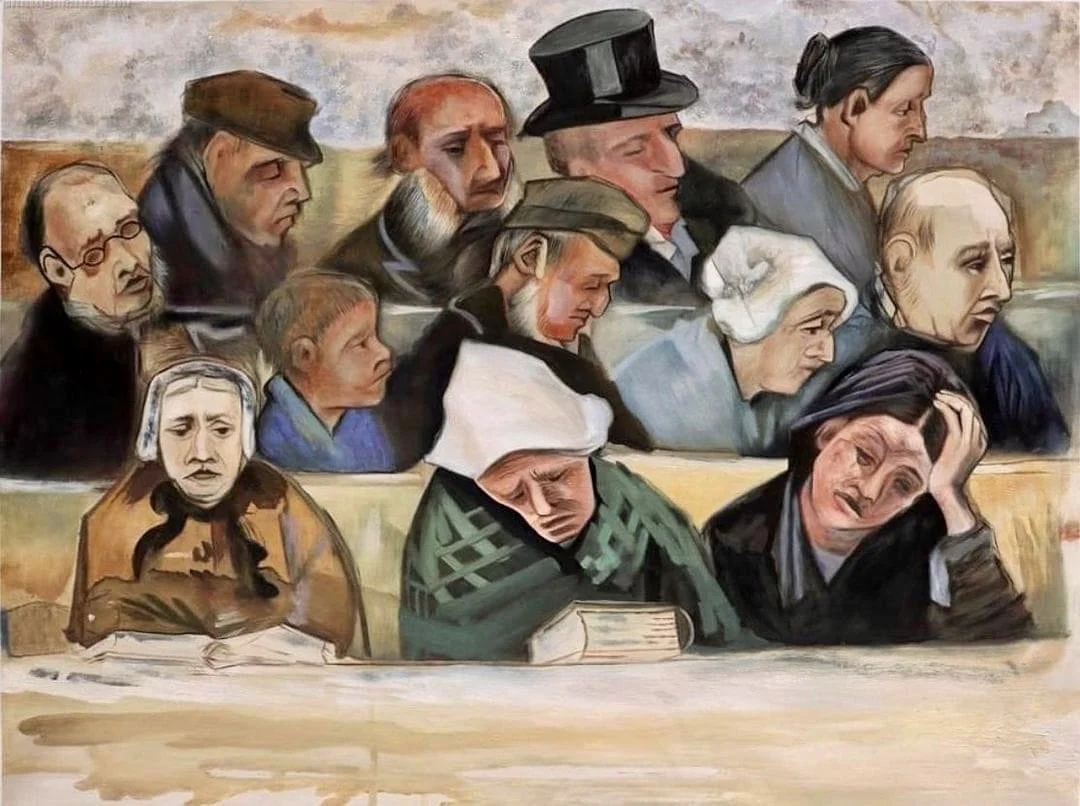 "Church Bench with Faithful", 1882. Vincent Van Gogh