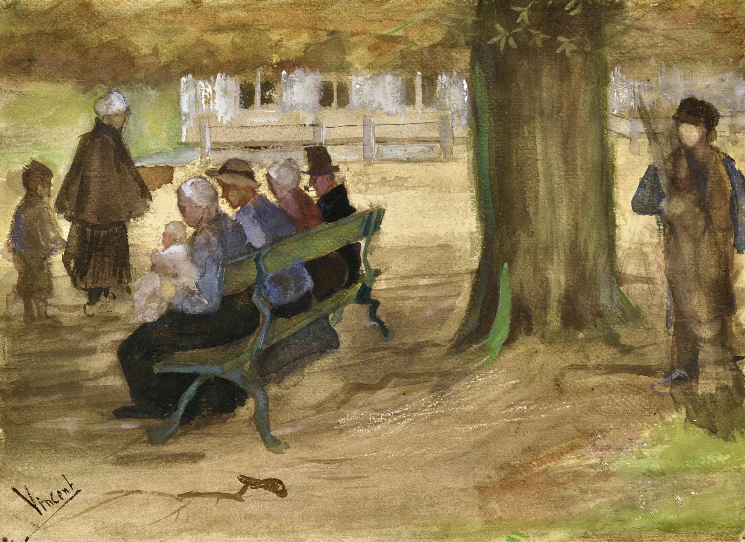 Vincent van Gogh People on a bench 1882