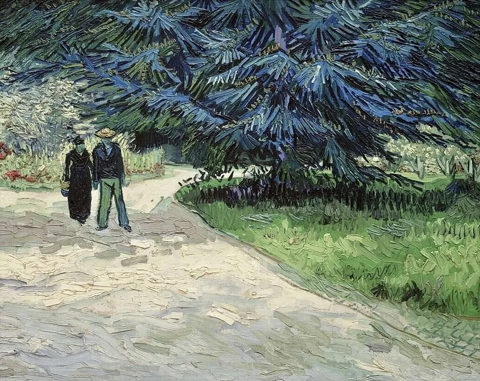 Public Garden with Couple Walking by Vincent van Gogh