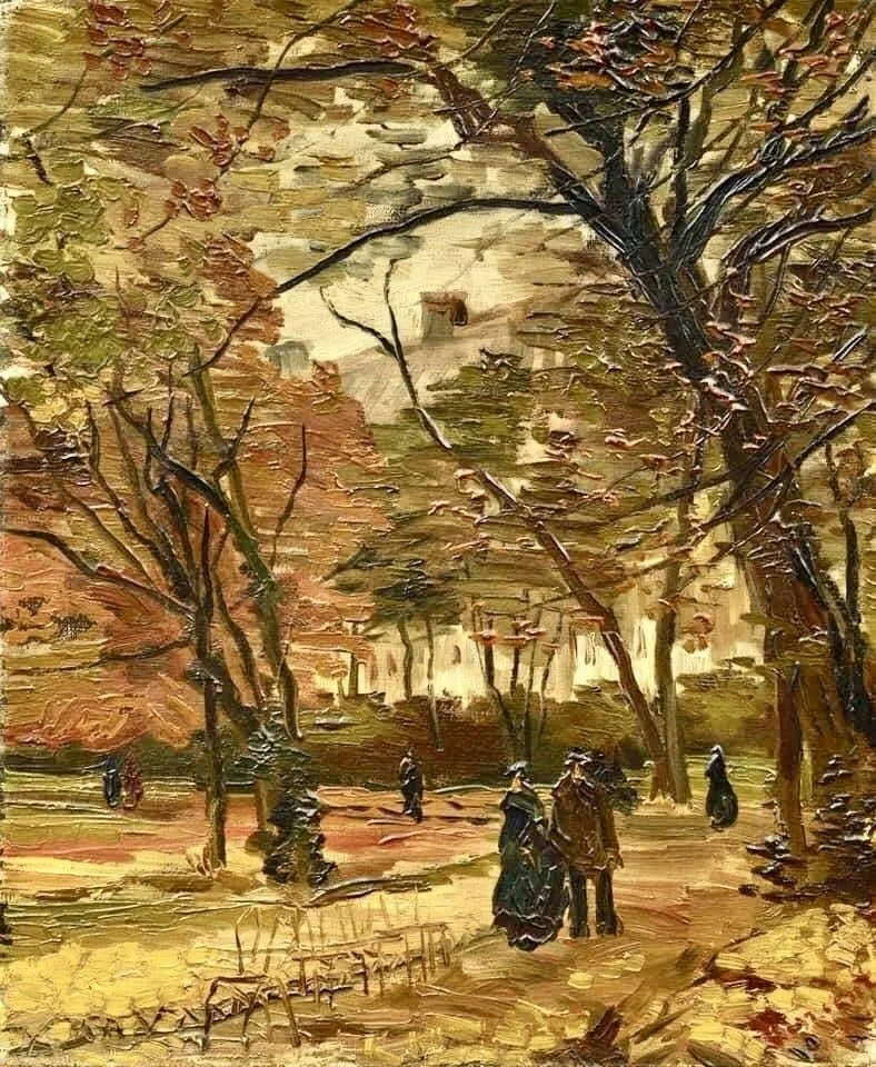 Walker in Bois de Boulogne Autumn 1886 Vincent Van Gogh Colección privada