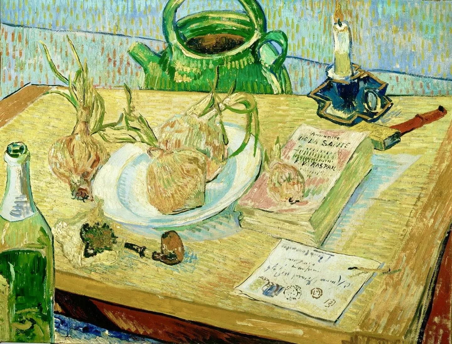 #VanGogh of the Day: Still Life with a Plate of Onions, January 1889. Oil on canvas, 50 x 64 cm. Kröller-Müller Museum, Otterlo.