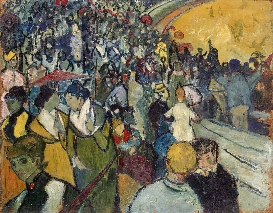 VanGogh of the Day: Spectators in the Arena at Arles, December 1888. Oil on canvas, 73 x 92 cm. The State Hermitage Museum, St. Petersburg.