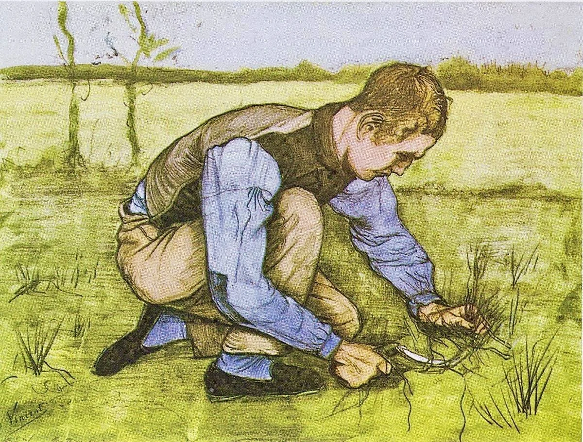 Boy Cutting Grass with a Sickle by Vincent van Gogh