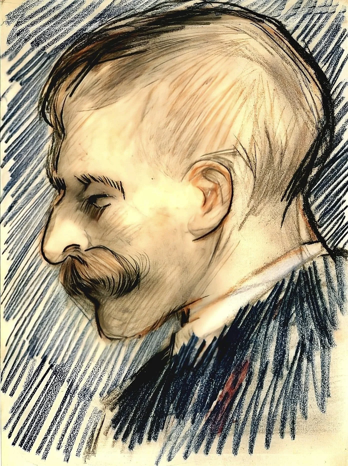 Head of a man (Possible Theo vang Gogh)- Vicent van Gogh - 1887, Paris Francia. Post-impressionism