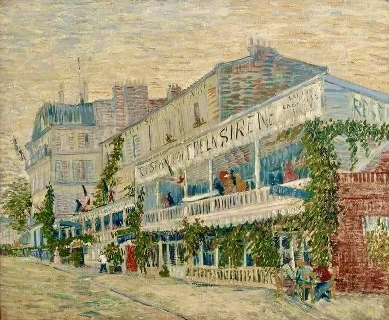 "The Restaurant de la Sirène at Asnières" (Paris, summer 1887) [F313] Johanna van Gogh-Bonger - Mia Feigelson Gallery   By Vincent van Gogh (Dutch, 1853-1890) oil on canvas; 54.5 x 65.5 cm © Musée d'Orsay, Paris Bequeathed by Joseph Reinach, 1929