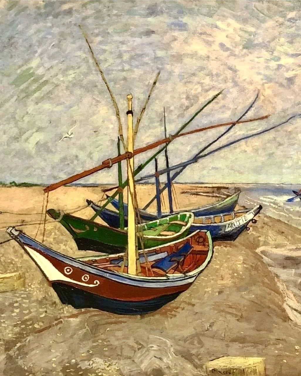 Fishing Boats On The Beach by Vincent van Gogh
