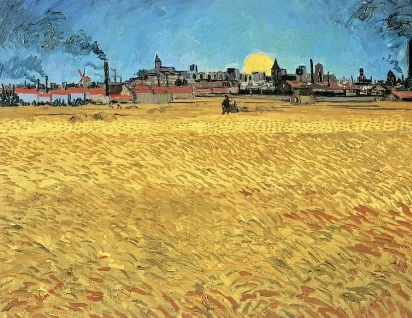 Vincent van Gogh  Summer Evening, Wheatfield with Setting sun, 1888
