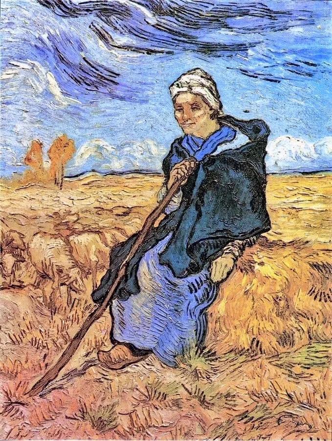 Vincent van Gogh  Title: "The Shepherdess (after Millet) Saint-Rémy", 1889. Tel Aviv Museum of Art.