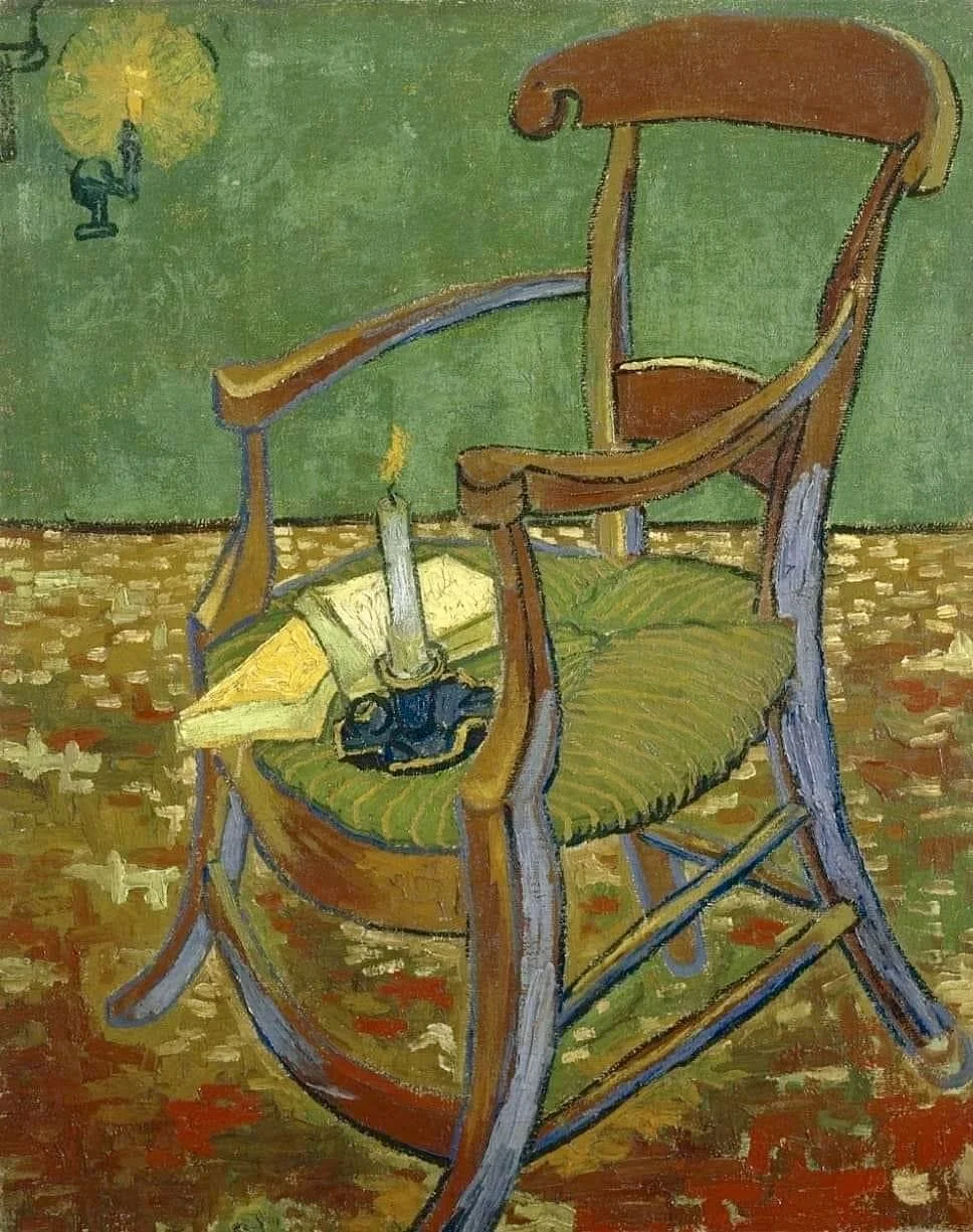 Vincent van gogh. "Gauguin's Chair", (1888) Oil on canvas. Van Gogh Museum, Amsterdam Netherlands.