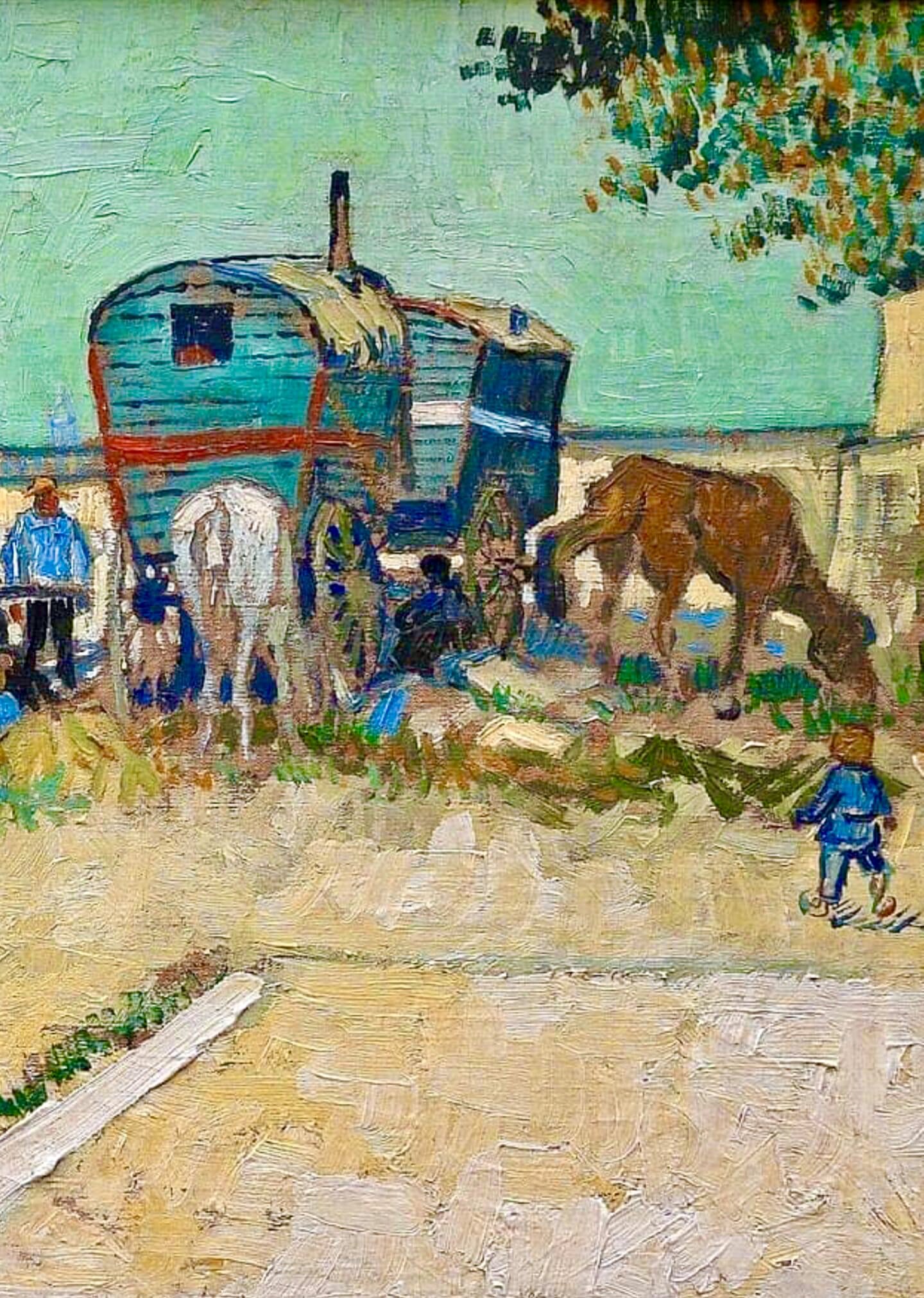 🌻Vincent van Gogh ,  Caravans, Gypsy Camp Near Arles,  1888. Oil on canvas, 45x51 cm. Musée d’Orsay, Paris.