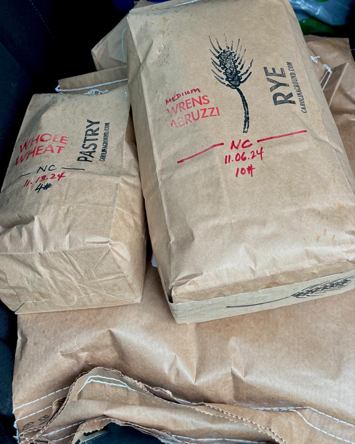 A trip up to Greenville featuring a little haul from the incredible @carolinaground !!! Coming home with rye, spelt, and a few big bags of bread flour! One of my goals when opening this little bakery was to transition to using a majority of local gra